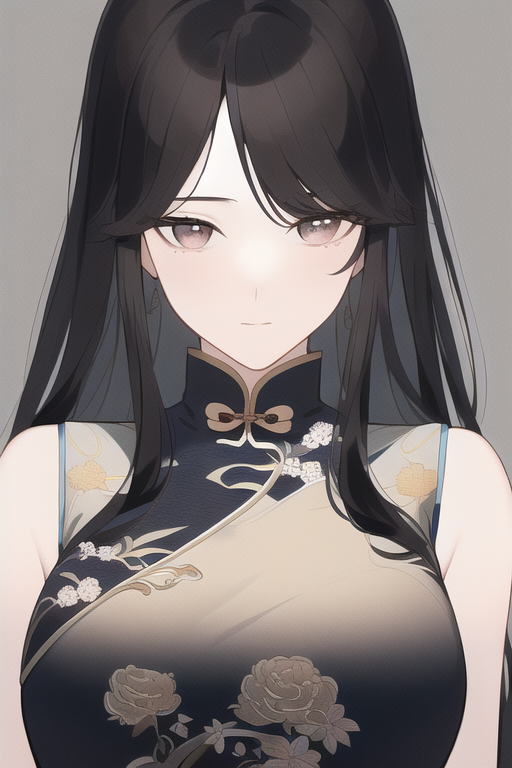 nsfw, black hair　黒髪　ロング　巨乳　チャイナドレス　