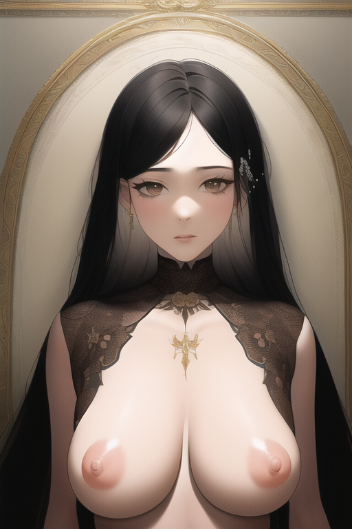 nsfw, black hair　黒髪　ロング　巨乳