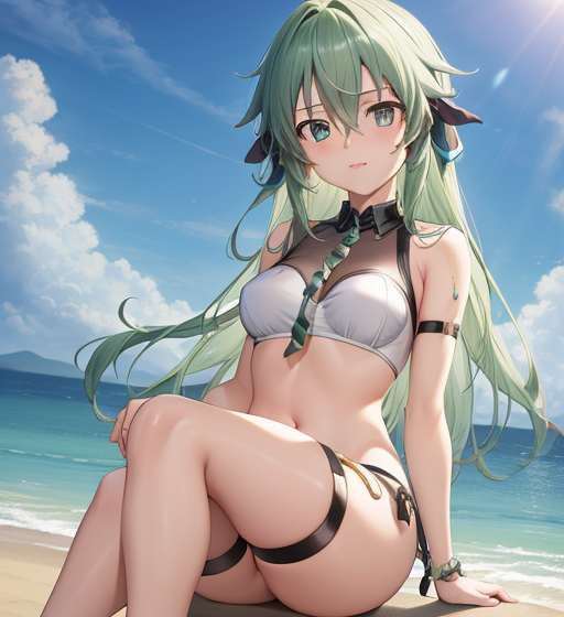 エメラルドヘアー
long hair
ロングヘアー
水着
少女
海